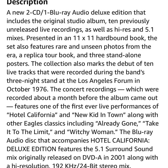 EAGLES Hotel California: 40th ANNIVERSARY DXEdition 2 CDs 1 Blu-ray Posters Book - Picture 9 of 9